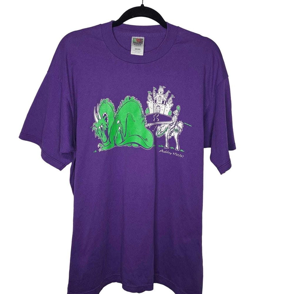 Michigan Ren Fest Tee Mens XL Purple 1997 Renaissance Festival Graphic Vintage